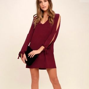 Lulus glory of love red wine shift dress